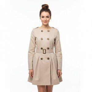 Jill Stuart Beige Ruffle Bottom Trench Coat - Size Small